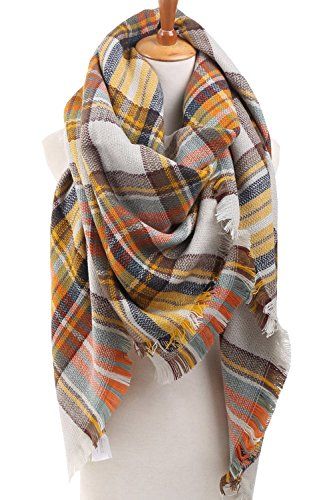 Women's Winter Soft Plaid Tartan Checked Scarf Large Blanket Wrap Shawl | Amazon (US)