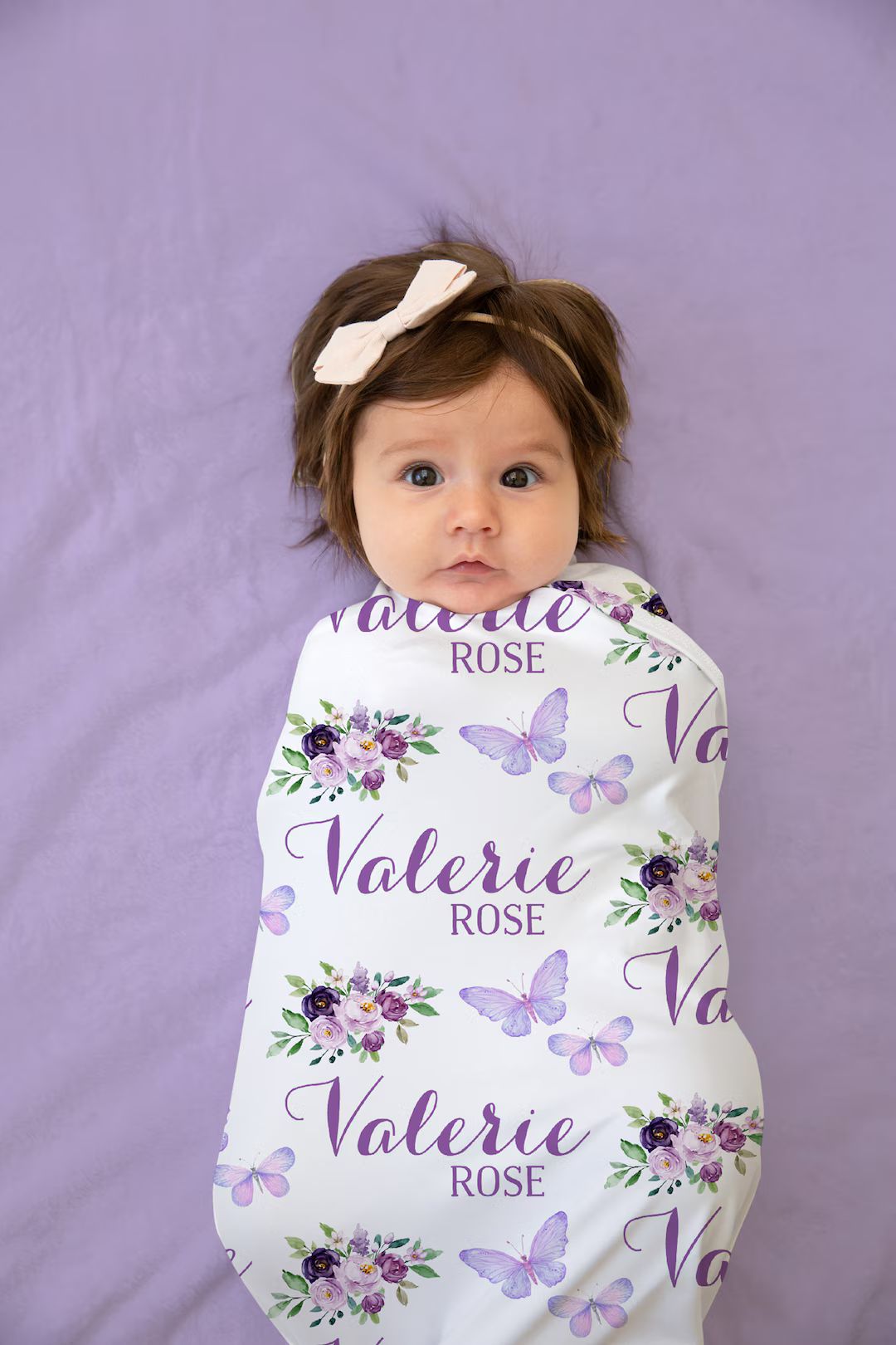Butterfly Personalized Swaddle, Baby Girl Butterfly Blanket, Custom Name Blanket, Hospital Blanke... | Etsy (US)