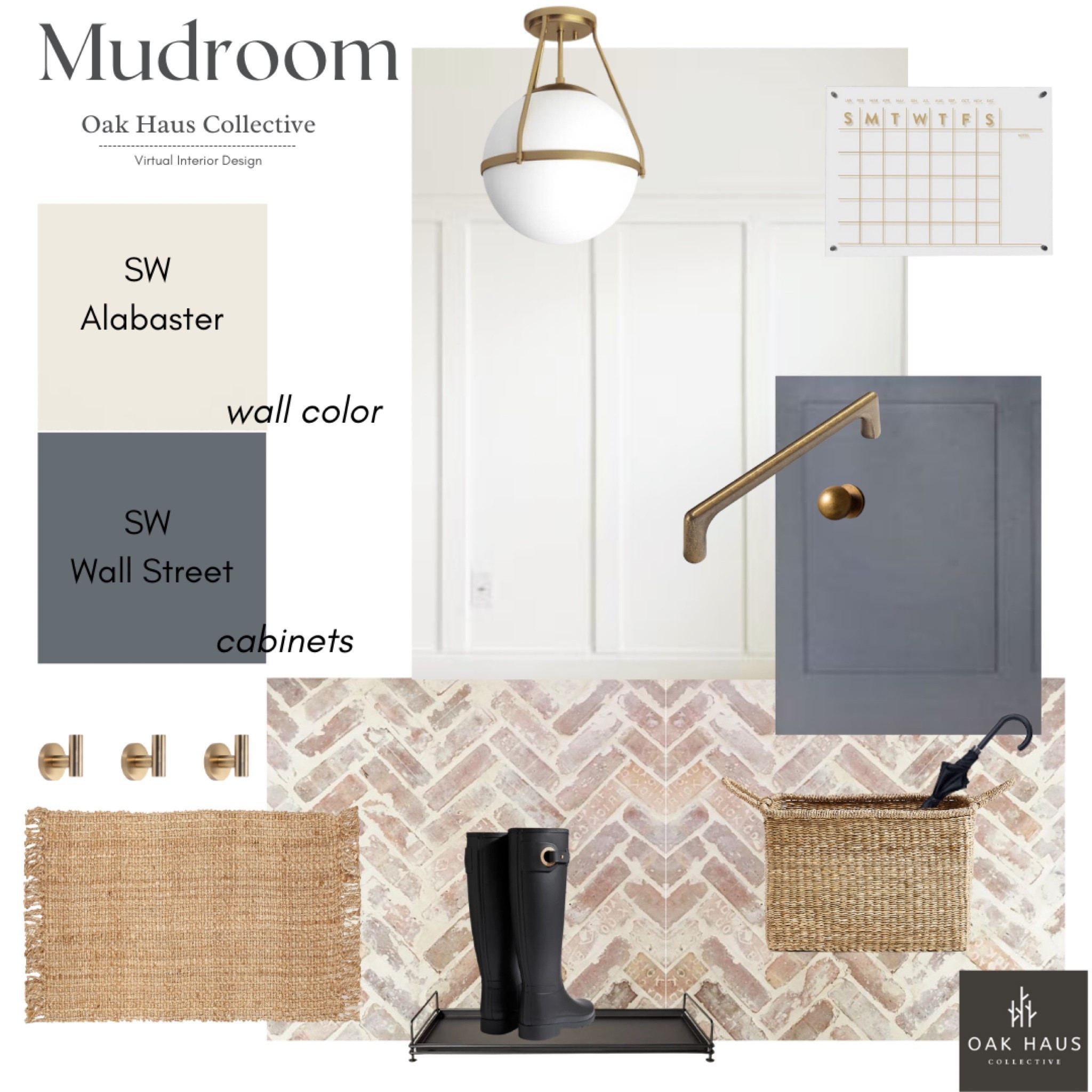 Done for you Design Mudroom! 

Mudroom design board, modern Mudroom, brick flooring, mudroom floor,
Brick tile, alabaster, entry rug, jute rug, semi flush mount, mudroom cabinets

#LTKmomlife #LTKHome