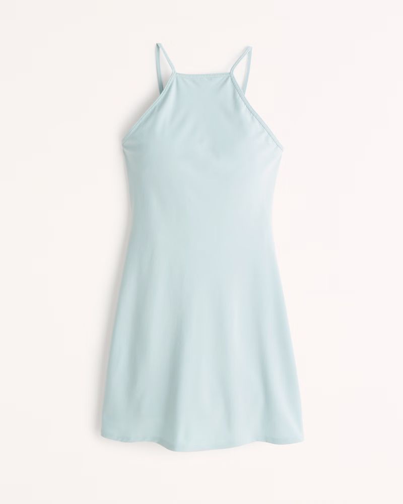 High-Neck Open Back Traveler Dress | Abercrombie & Fitch (US)
