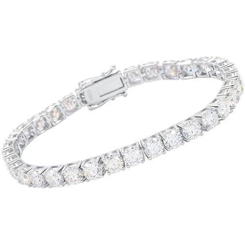 Amazon Essentials Plated Sterling Silver Round Cut Cubic Zirconia Tennis Bracelet (previously Ama... | Amazon (US)