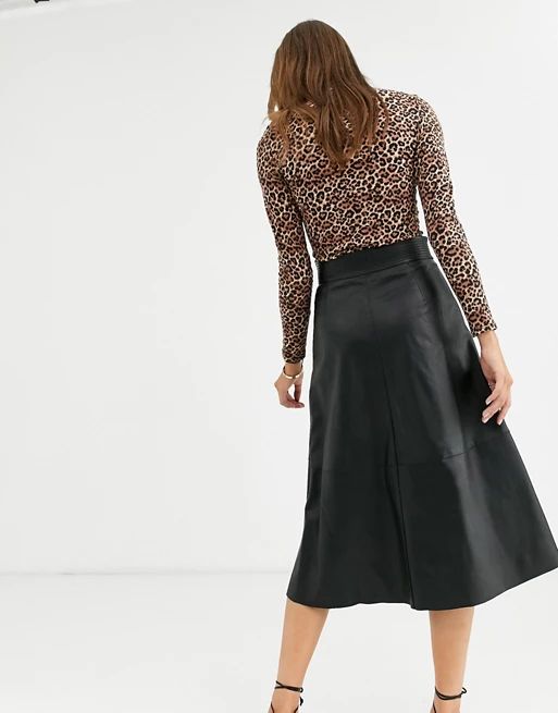 Lab Leather button front a-line midi skirt | ASOS | ASOS US