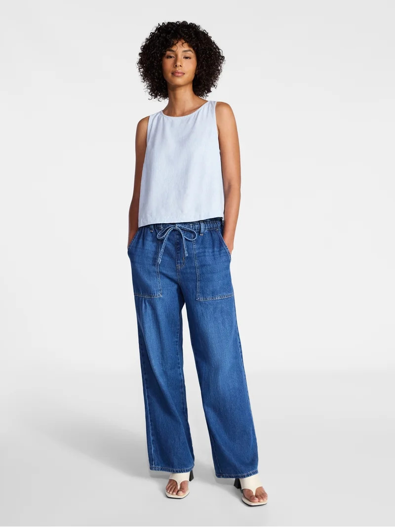 Time and Tru Women’s Linen Blend Sleeveless Top, Sizes XS-XXXL | Walmart (US)