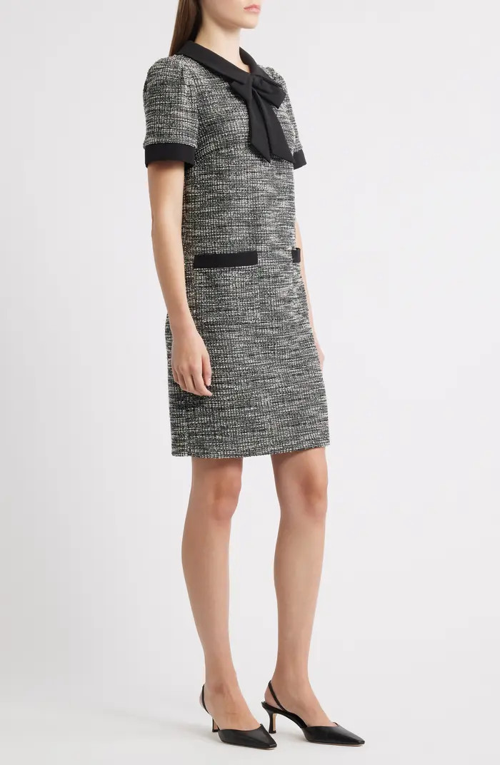 Julia Jordan Bow Detail Bouclé Tweed Dress | Nordstrom | Nordstrom