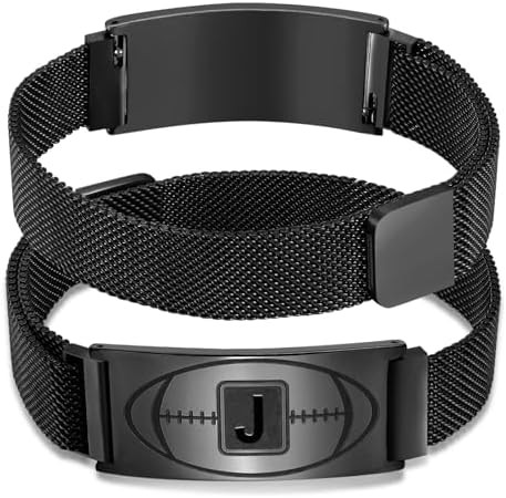 Stocking Stuffers Football Initial Bracelet Stainless Steel A-Z Letter Charm Bracelets Adjustable... | Amazon (US)