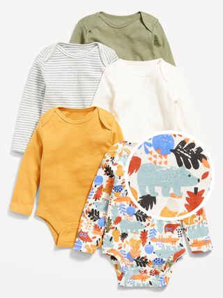 Unisex Long-Sleeve Bodysuit 5-Pack for Baby | Old Navy (US)