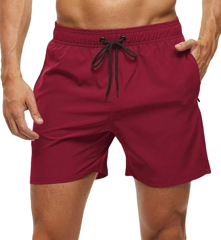 Tyhengta Men's Swim Trunks Quick Dry Beach Shorts with Zipper Pockets and Mesh Lining | Amazon (US)