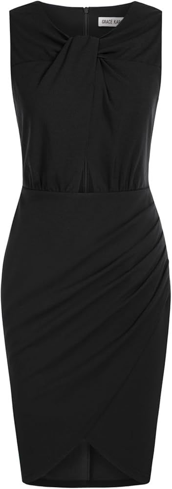 2023 Women's Sleeveless Cut-Out Dress Twisted Knot Ruched Bodycon Dress Cocktail Party Work Forma... | Amazon (US)