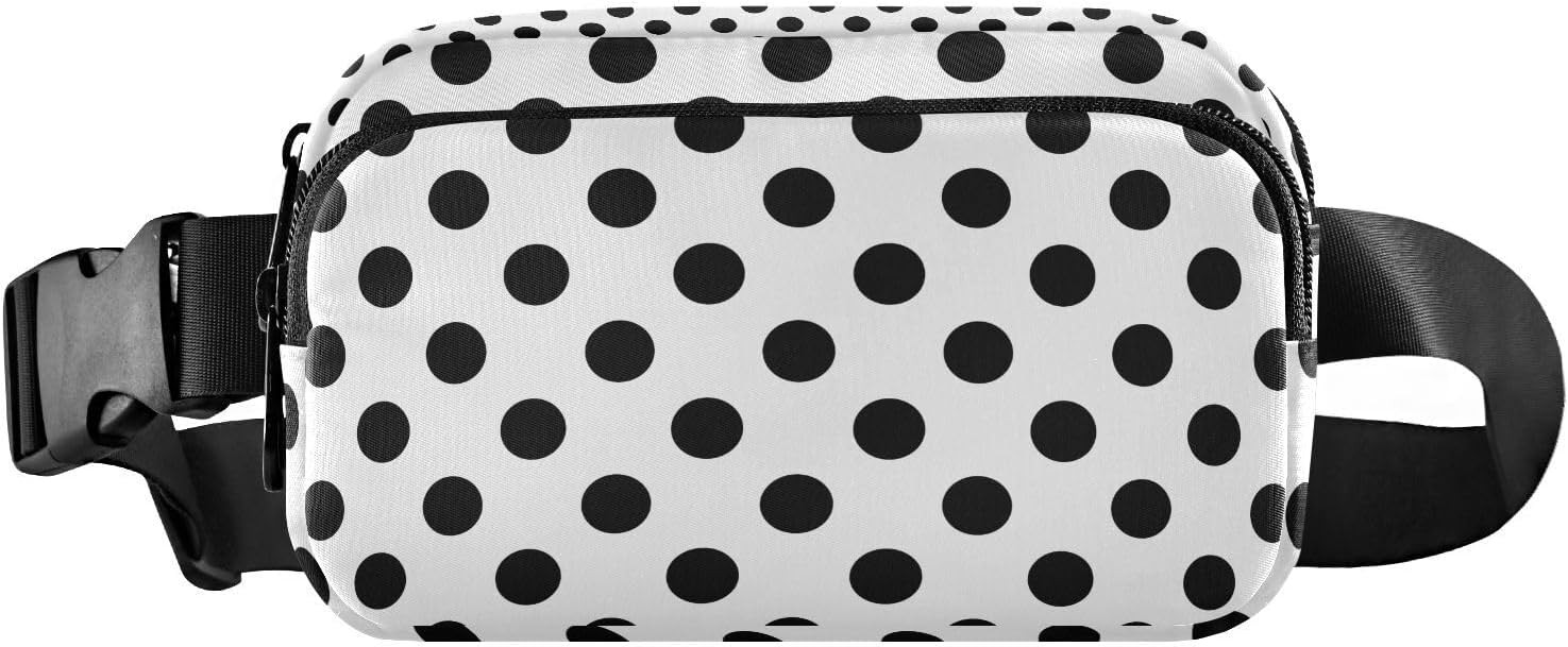 White Black Polka Dot Fanny Pack for Women Men Crossbody Belt Bag Fashion Waist Packs Purse with ... | Amazon (US)