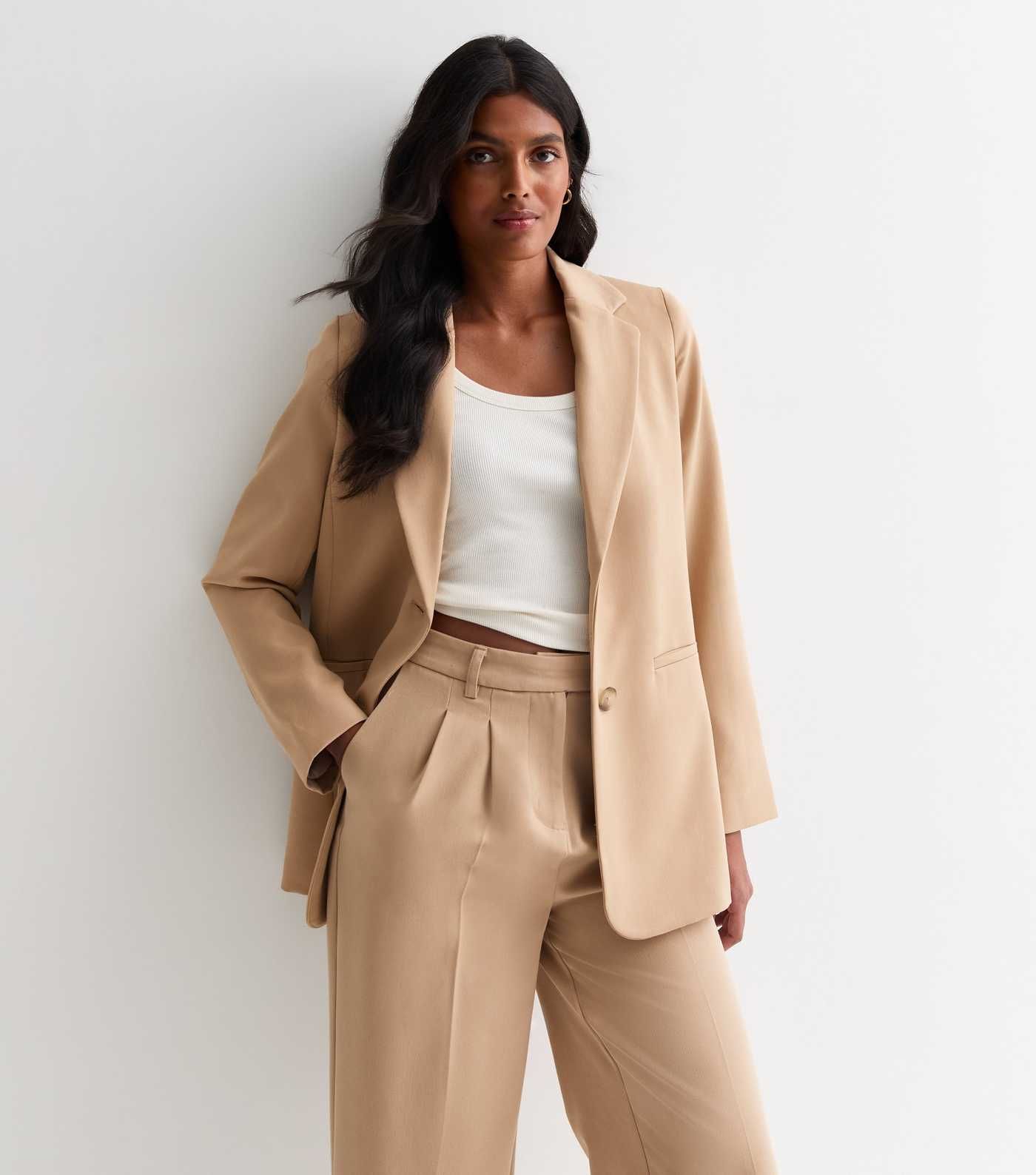 Camel Button Front Blazer | New Look | New Look (UK)