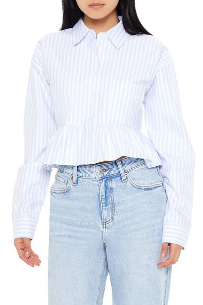 Twill Striped Peplum Shirt | Forever 21