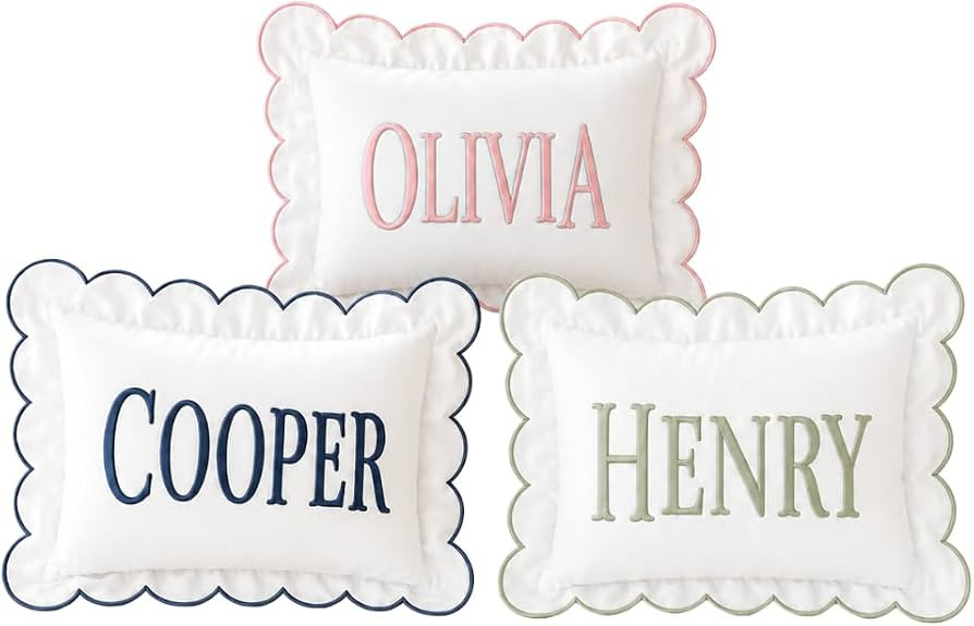 Personalized Monogram Pillowcase, Custom Embroidered Name Pillow Cover, Decorative Throw Pillow C... | Amazon (US)