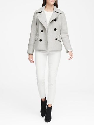 Wool Blend Twill Peacoat | Banana Republic US