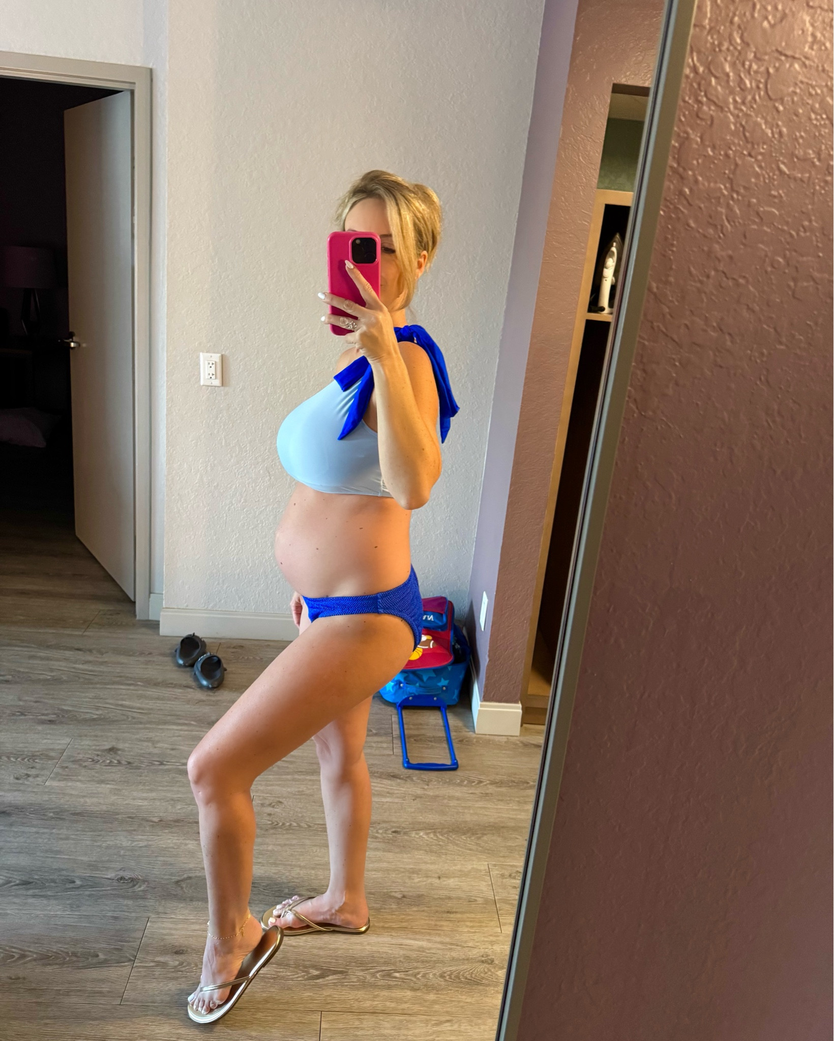 Baby bump. Style the bump. Wearing a med in the top and I swapped the bottoms out (they are on clearance). Maternity swim. Pregnancy bathing suit. 

#LTKBump #LTKSpringSale #LTKSwim