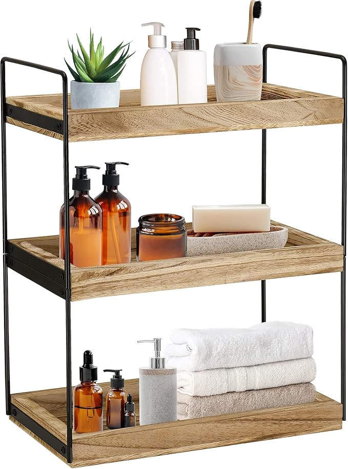 3 Tier Bathroom Counter Organizer, Counter Standing Rack Cosmetic Holder, Bathroom Countertop Org... | Amazon (US)