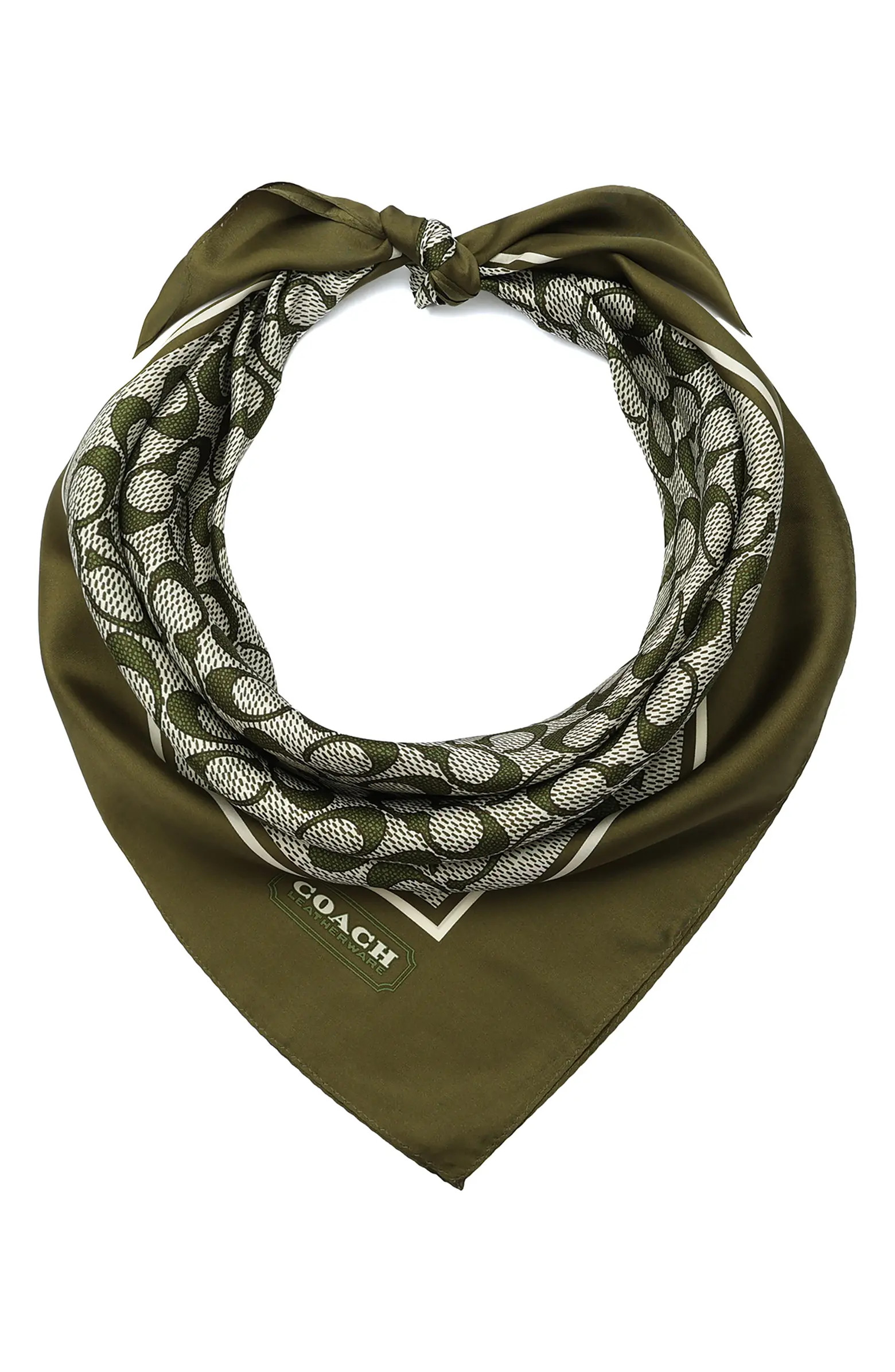 Textured Signature Logo Square Silk Scarf | Nordstrom