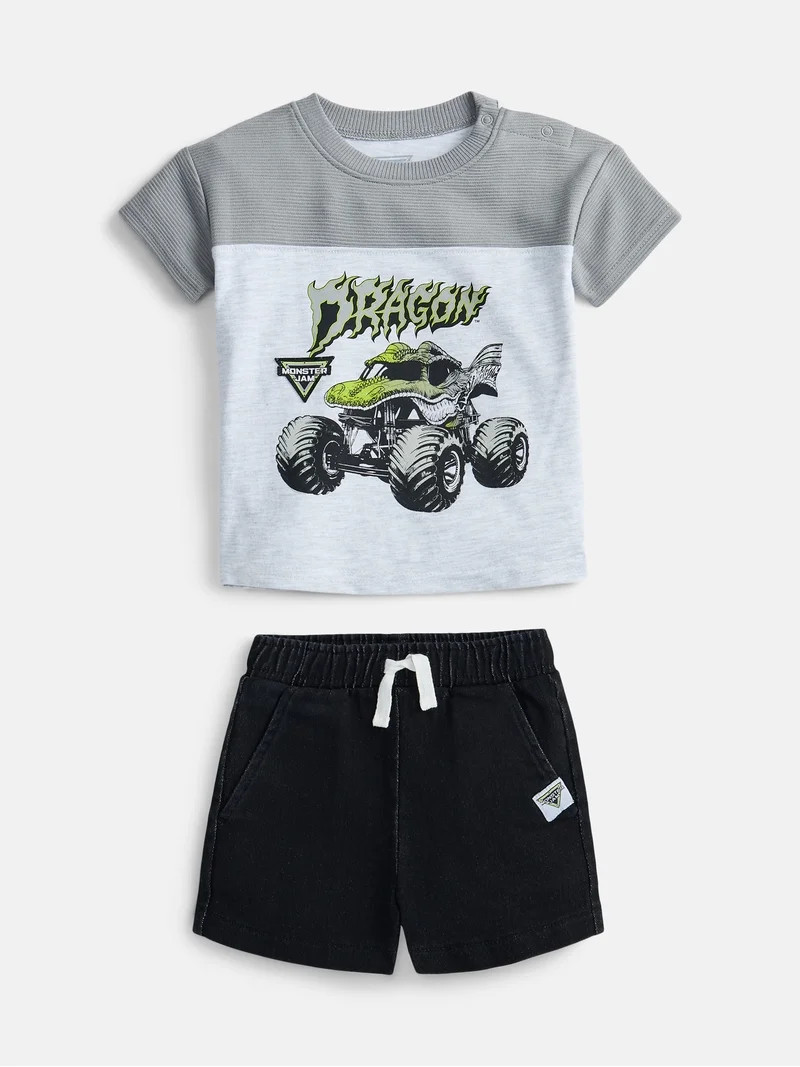 Monster Jam Baby Boys Graphic Tee and Matching Shorts Set, 2-Piece, Sizes 0/3M-24M | Walmart (US)