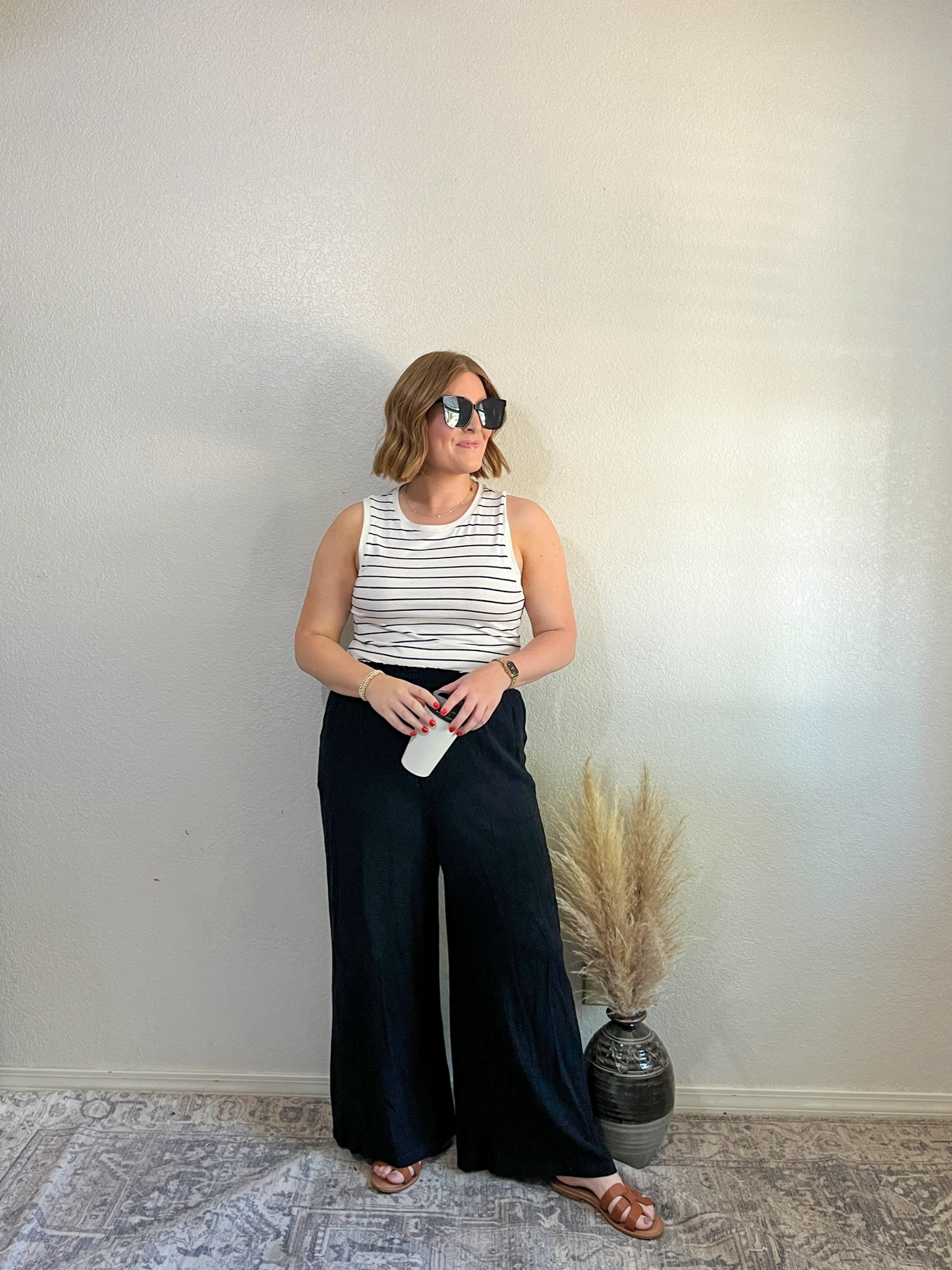 Summer Casual Outfit// linen pants from set styled with a striped tank 

Wearing L in everythingg

#LTKMidsize #LTKStyleTip #LTKFindsUnder50