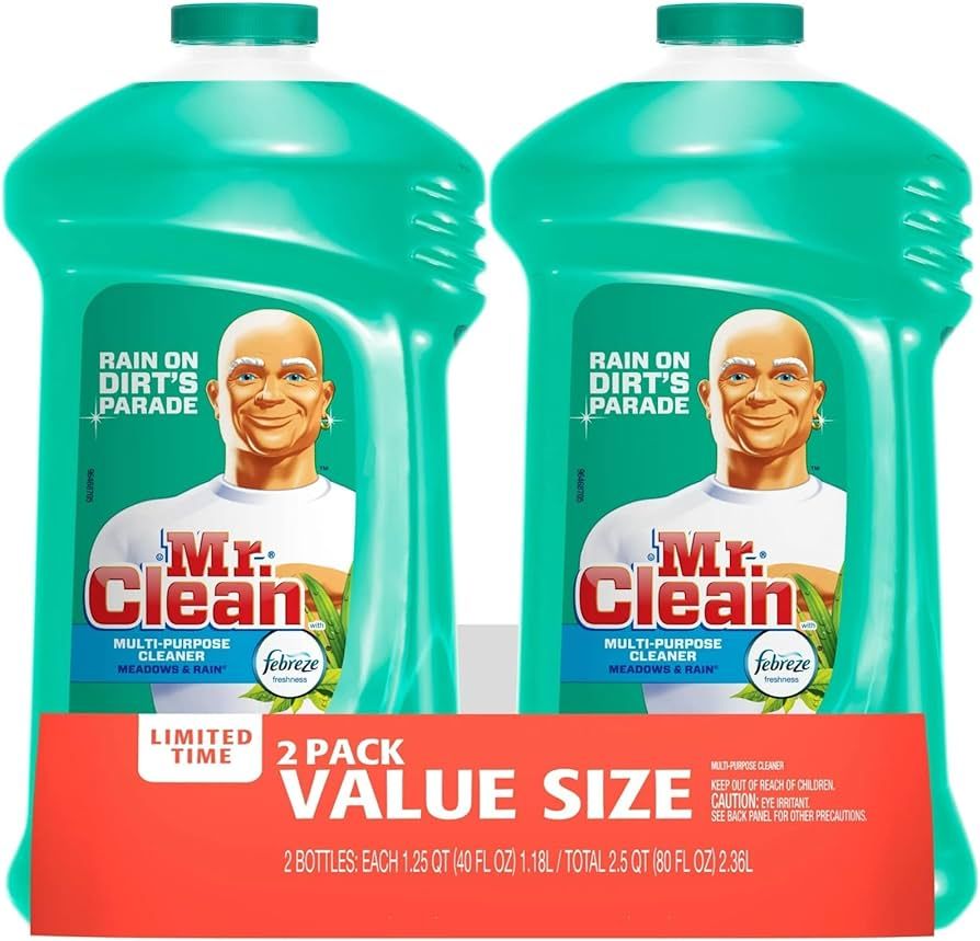 Mr. Clean Meadows and Rain Febreze Freshness Multi-Surface Cleaner 40 Fl Oz (Pack of 2) 80 Fl Oz | Amazon (US)