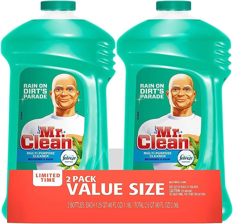 Mr. Clean Meadows and Rain Febreze Freshness Multi-Surface Cleaner 40 Fl Oz (Pack of 2) 80 Fl Oz | Amazon (US)