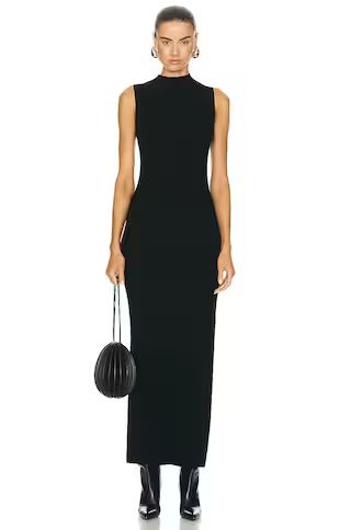 Enza Costa Silk Sweater Knit Mockneck Dress in Black | FWRD | FWRD 