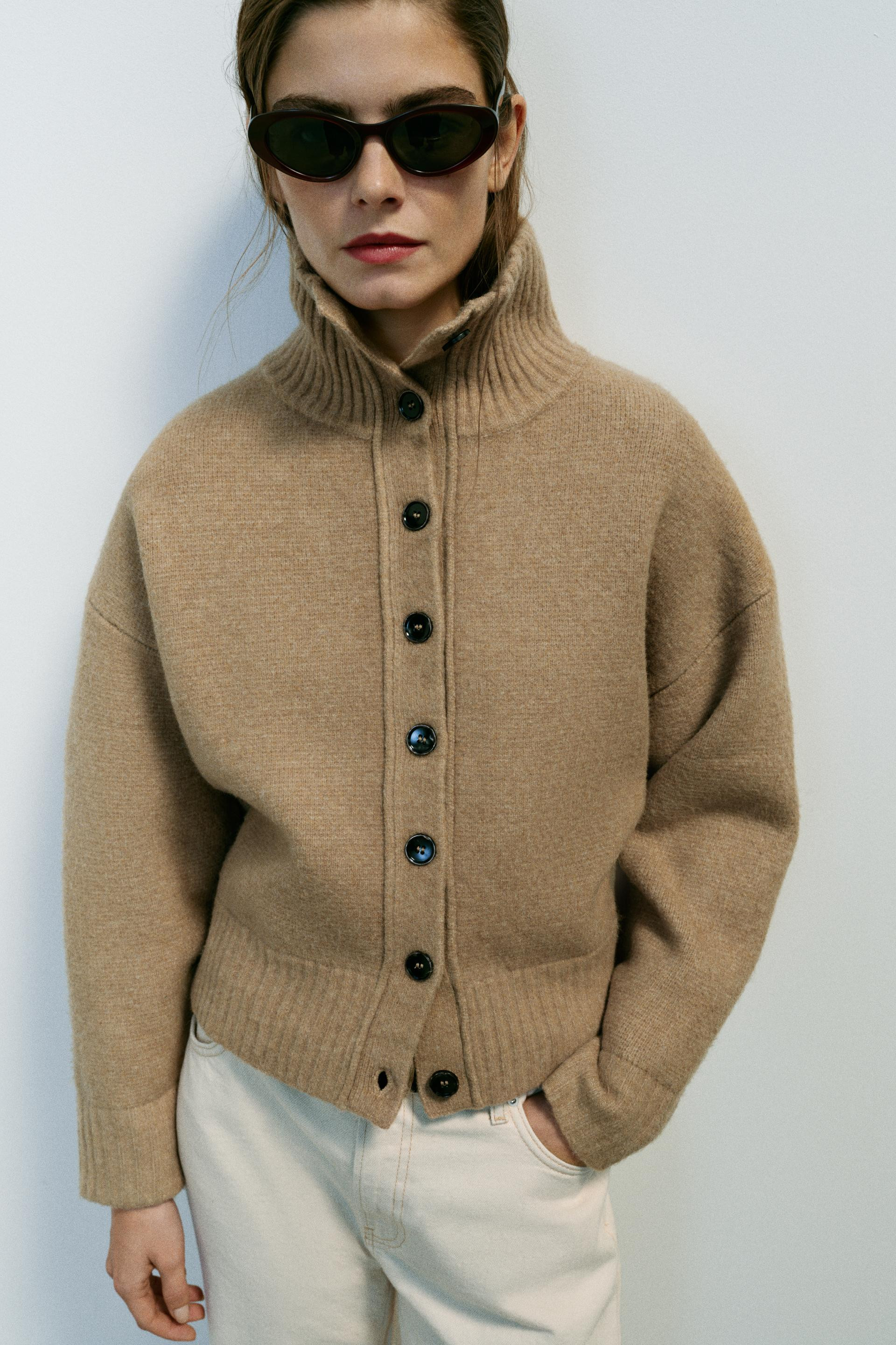 Zara - Plain Knit Polo Shirt - Women - Gray Marl - Women | Zara US