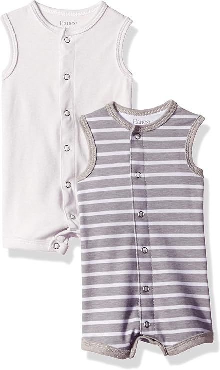 Hanes Ultimate Baby Flexy 2 Pack Sleeveless Rompers | Amazon (US)