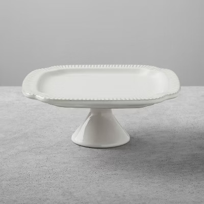 Stoneware Square Cakestand Medium - Cream - Hearth & Hand™ with Magnolia | Target