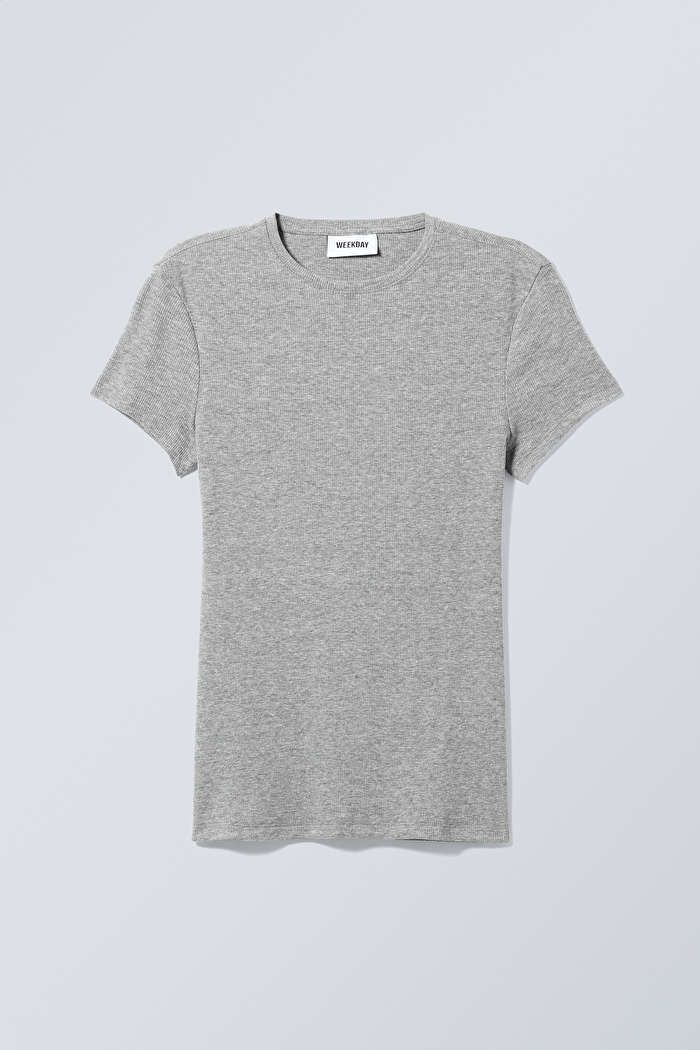 Close Fitted Rib T-Shirt | Weekday