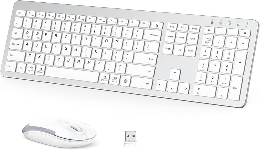 iClever GK08 Wireless Keyboard and Mouse - Rechargeable, Ergonomic, Quiet, Full Size Design with ... | Amazon (US)