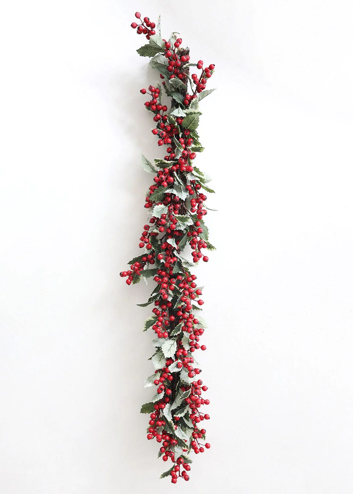 Outdoor Fake Red Waterproof Berry and Holly Christmas Garland - 4' | Afloral (US)