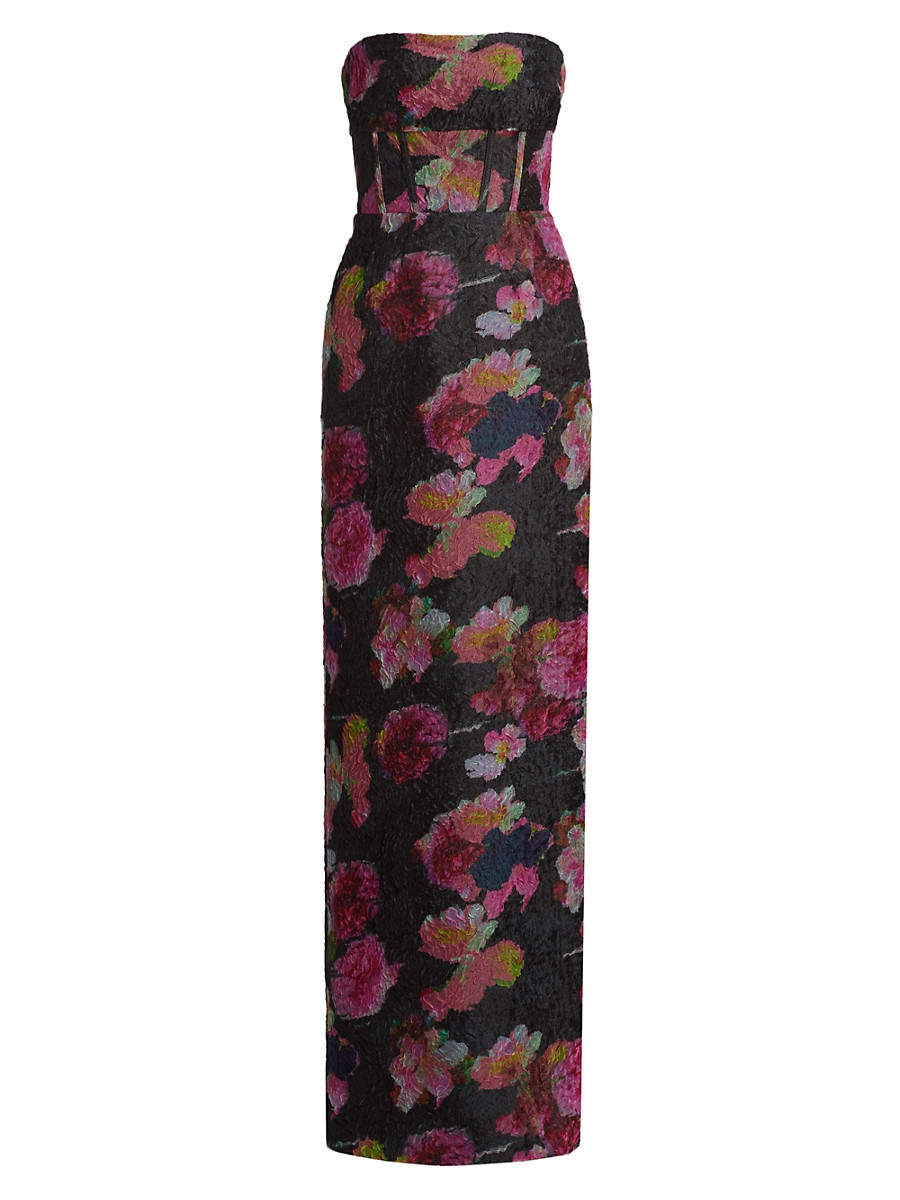 Women's Demi Floral Organza Strapless Gown - Black Starry Rose - Size 6 | Saks Fifth Avenue