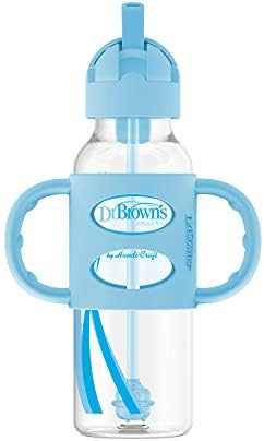 Dr. Brown's Sippy Straw Bottle with Silicone Handles, Blue, 8 oz | Amazon (US)
