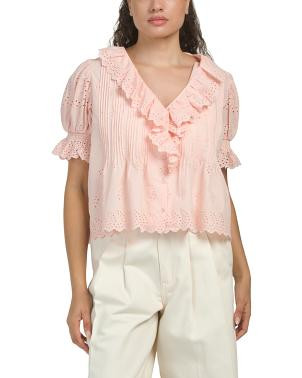 Eyelet Flutter Top | TJ Maxx