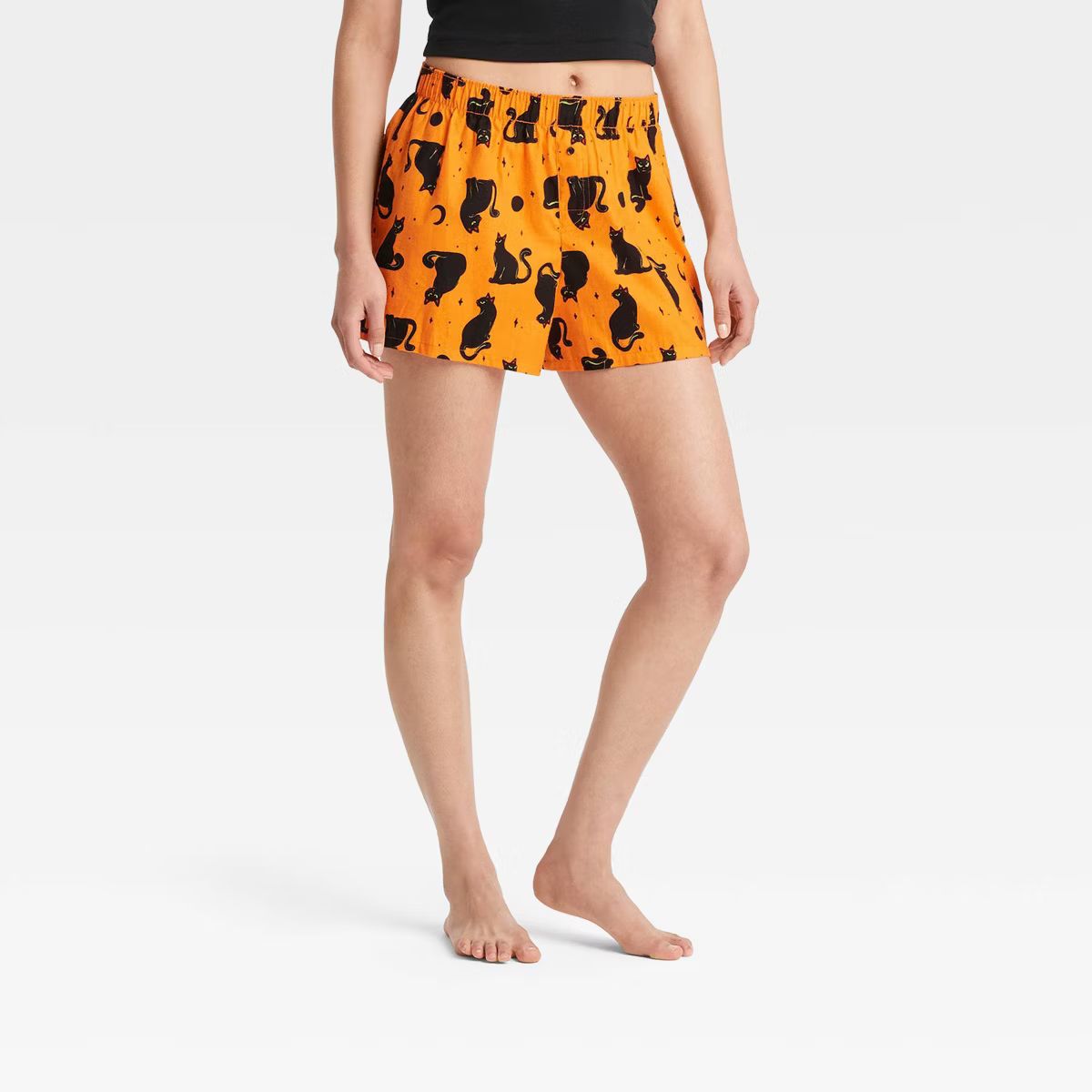 Women's Cat Print Halloween Matching Family Boxer Pajama Shorts - Hyde & EEK! Boutique™ Orange | Target