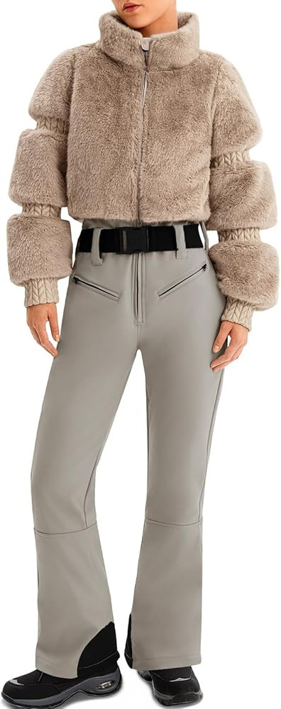 Yousify Womens Snow Suits One Piece Ski Suit Faux Fur Collar Jumpsuit Windproof Winter Warm Ski O... | Amazon (US)