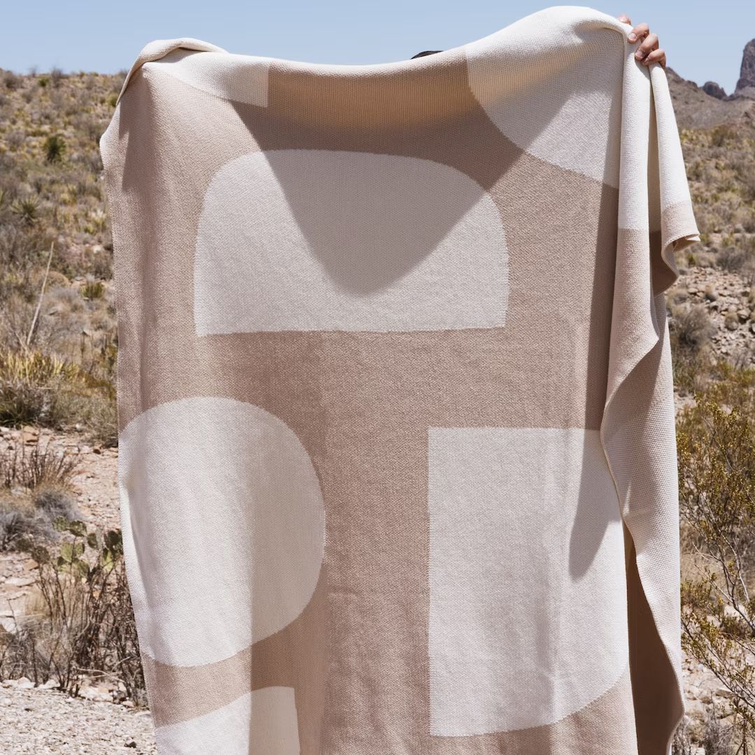 Lumi Living 100% Soft Cotton Modern Minimal Geometric Throw Blanket New (Neutral/Cream) | Etsy (US)