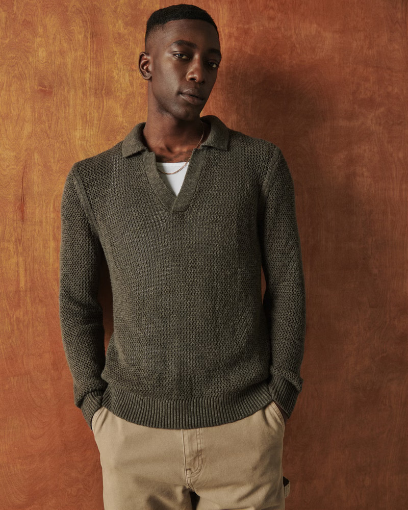 Long-Sleeve Johnny Collar Sweater Polo | Abercrombie & Fitch (US)
