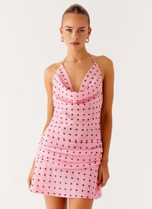Cyna Cowl Mini Dress - Strawberry Dot | Peppermayo (Global)