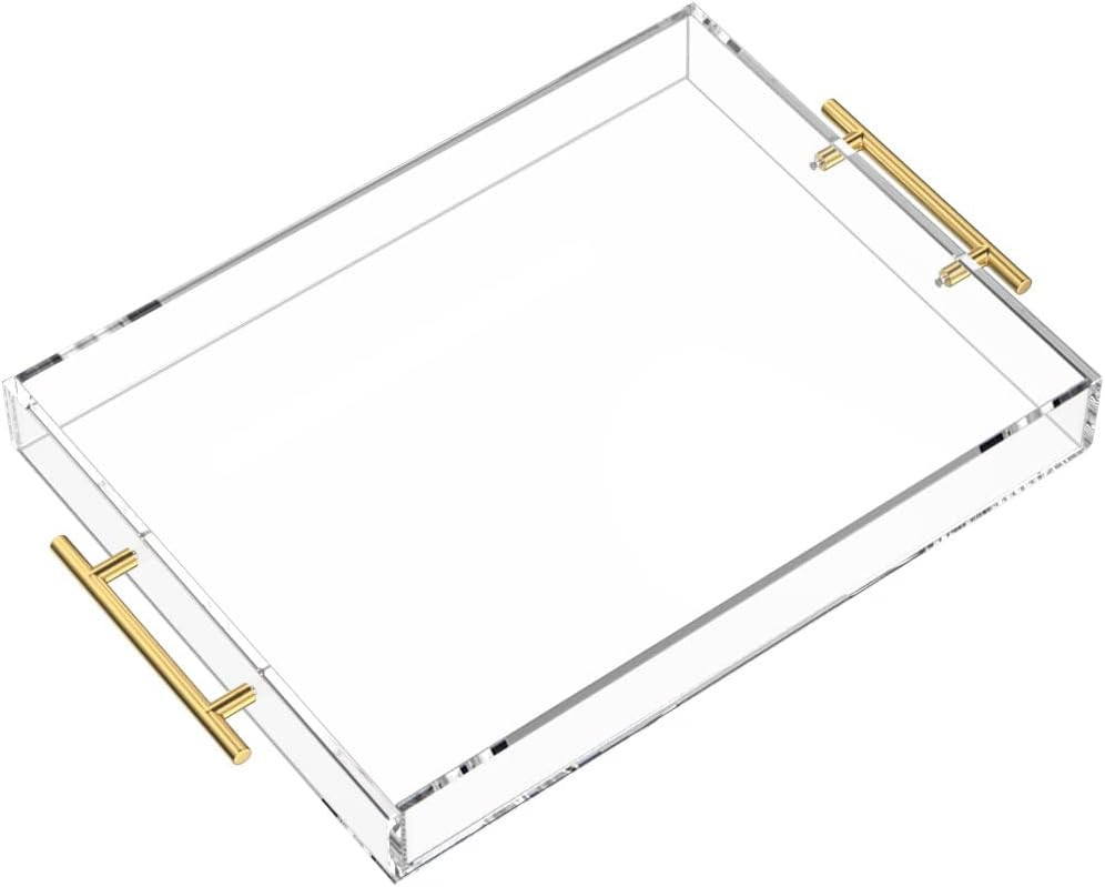 NIUBEE Clear Serving Tray 12x16 Inches -Spill Proof- Acrylic Decorative Tray Organiser for Ottoma... | Amazon (US)