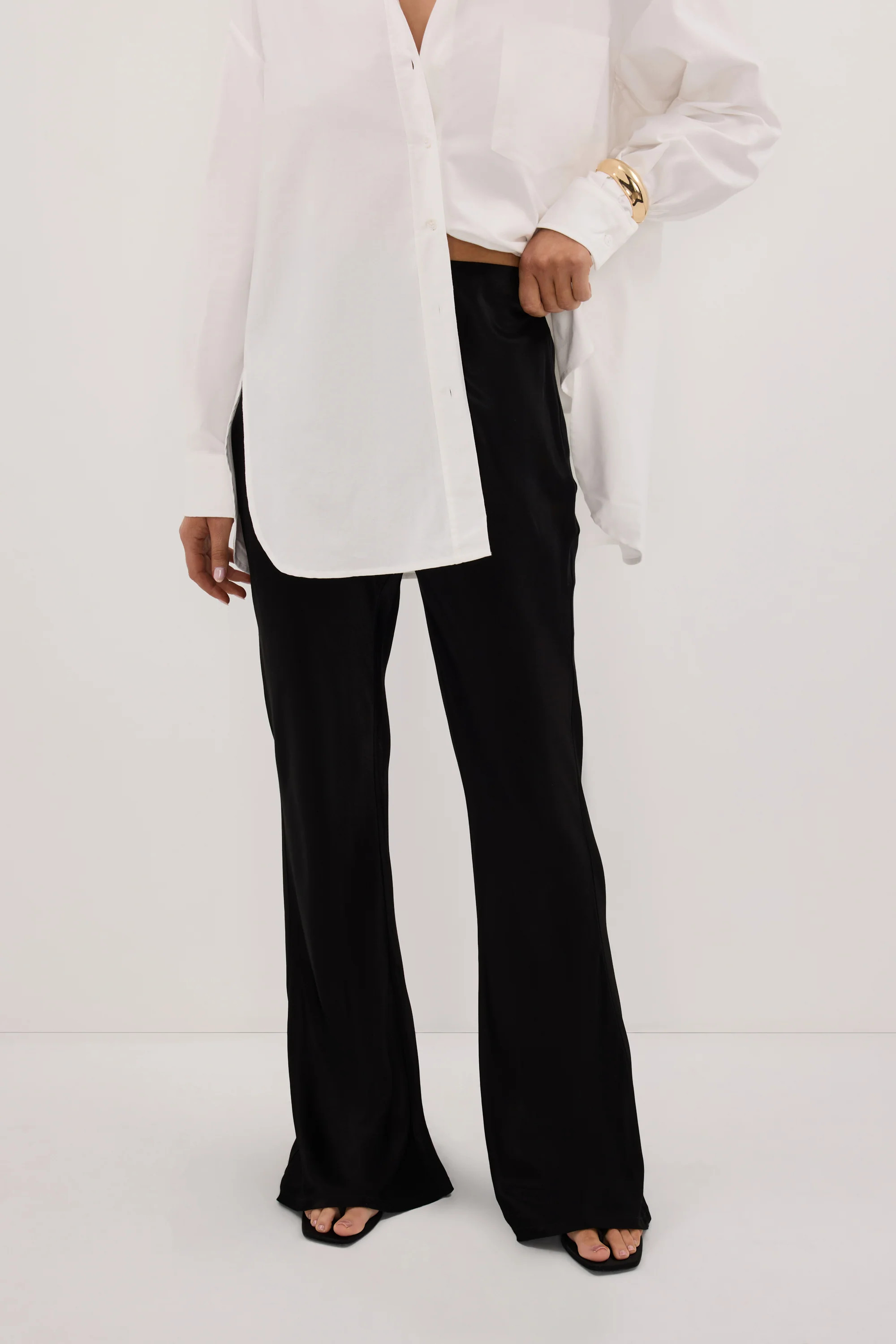 NIKKI BLACK SATIN BIAS PANT | DISSH