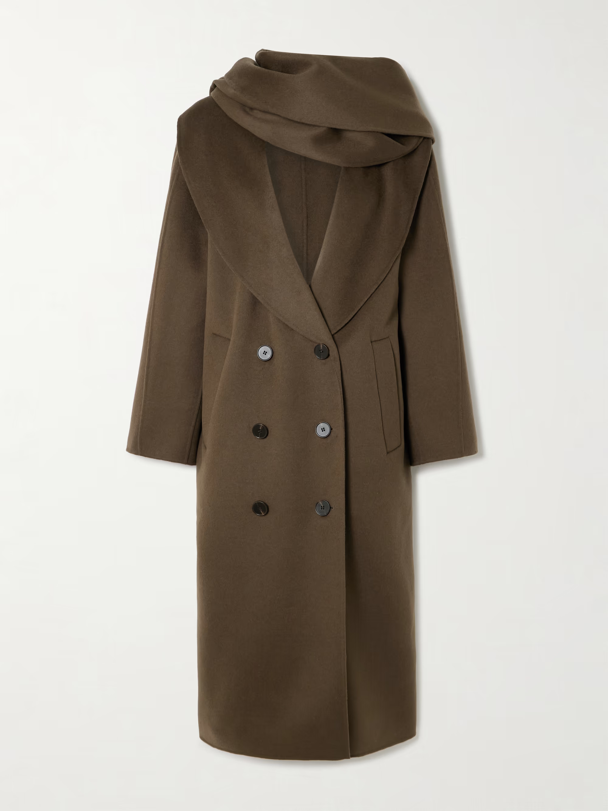Double-breasted scarf-detailed layered wool coat | NET-A-PORTER (UK & EU)