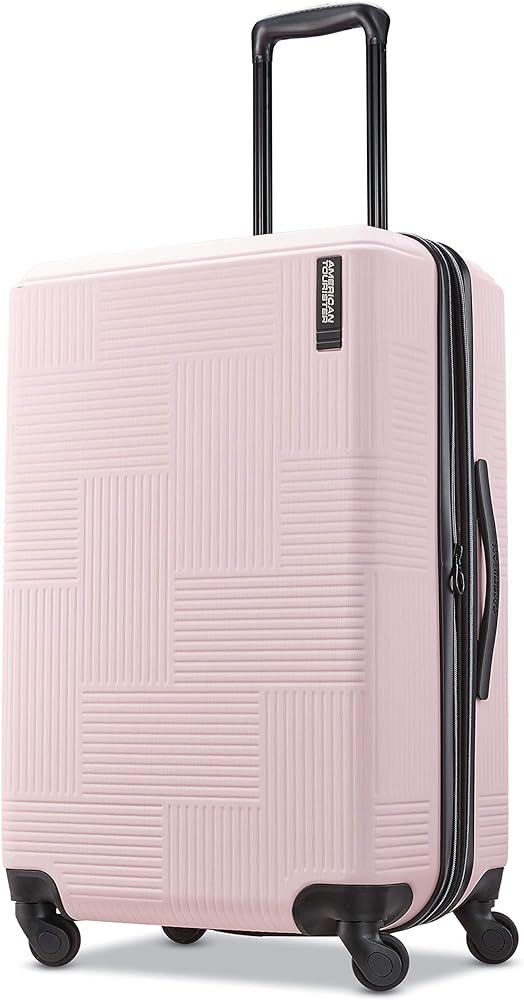 American Tourister Stratum XLT Expandable Hardside Luggage with Spinner Wheels, Pink Blush, Checked- | Amazon (US)