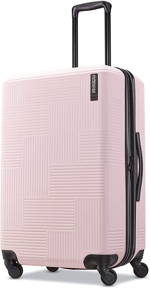American Tourister Stratum XLT Expandable Hardside Luggage with Spinner Wheels, Pink Blush, Checked- | Amazon (US)