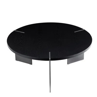Coffee Table With Black Oak Wood And Metal Frame, Round Shape, 34.43 In. Depth, Practical Table, Material, 28.19 Lb Weight, Smooth Surface, | Wayfair North America