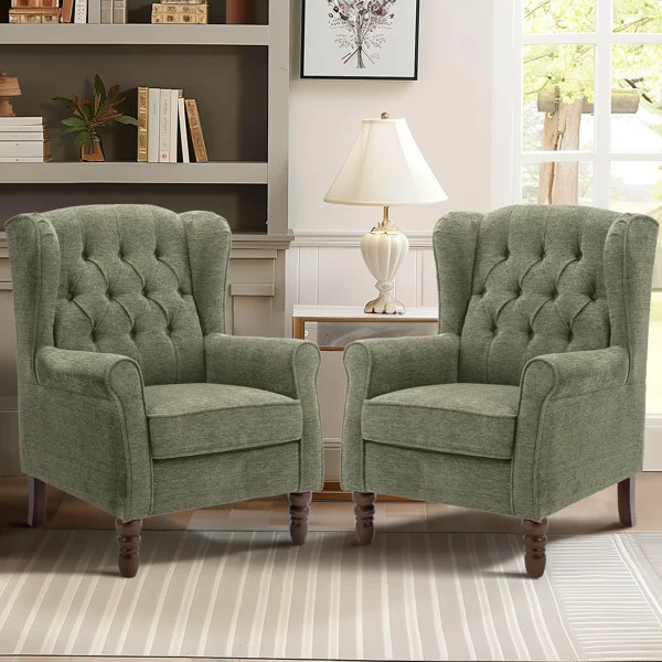 Angiolino Upholstered Button Tufted Small Accent Chair Armchair (Set of 2) | Wayfair North America