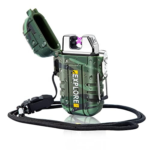 LcFun Waterproof Electric Dual Arc Lighter USB Rechargeable Outdoor Windproof Flameless Plasma Lighters for Camping, Hiking, Adventure, Survival Tactical Gear Stocking Stuffers Gifts for Men | Amazon (US)