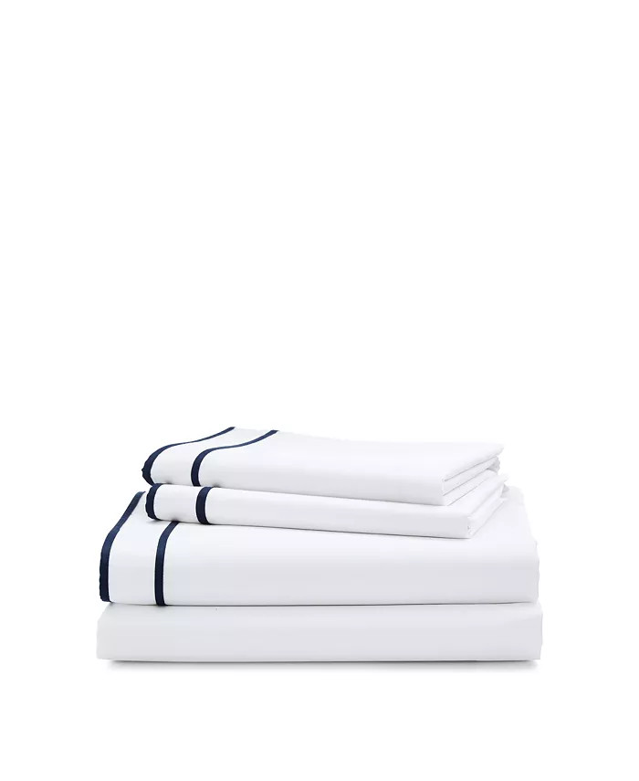 Lauren Ralph Lauren Spencer 300 Thread Count Sateen  Border Sheet Set, Queen - Macy's | Macy's
