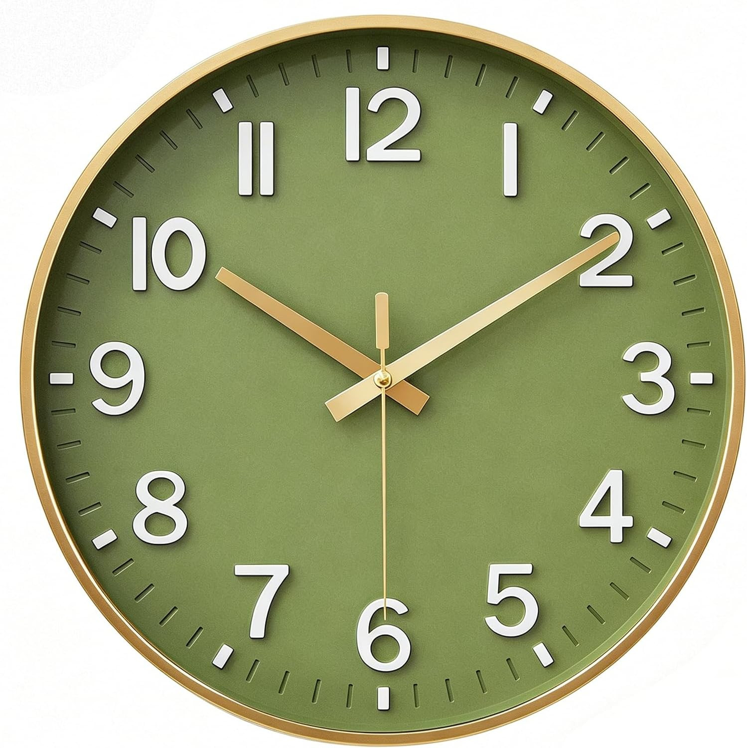 HZDHCLH Wall Clocks Battery Operated,Wall Clock Green Gold,8 inch Wall Clock Silent Non Ticking M... | Amazon (US)