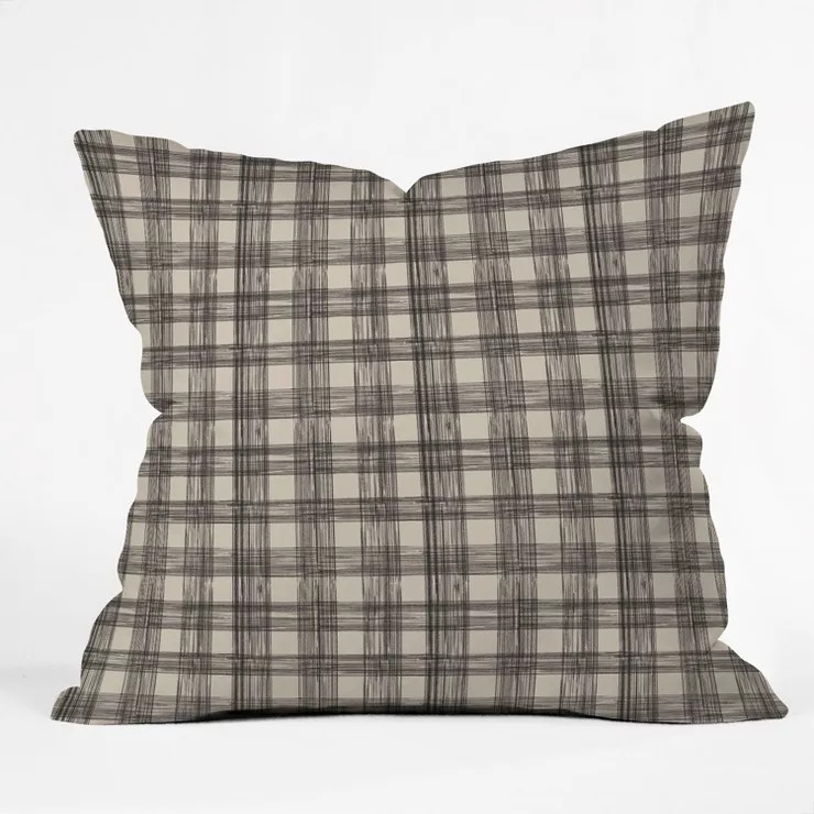 Joy Laforme Gingham Check Oversize Square Throw Pillow Brown - Deny Designs | Target